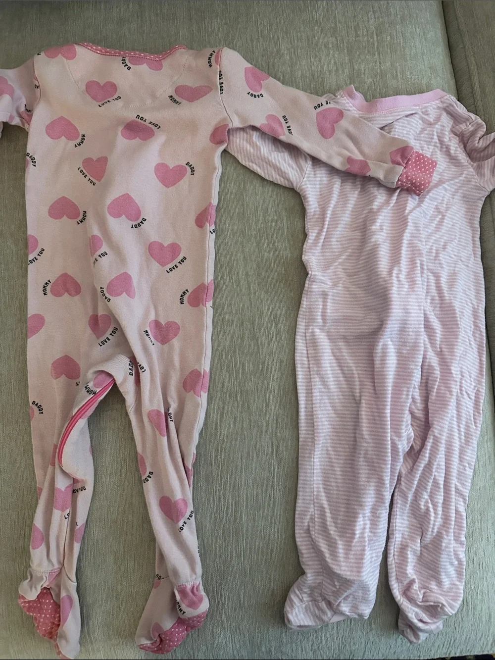 The Children's Place Pink Heart & Striped Zip Footed One-Pieces (2-Pack)